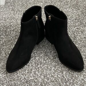J. Crew Factory Black Faux Suede Ankle Booties NWOT